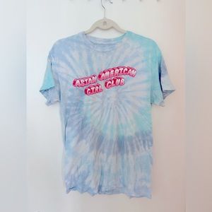 Asian American Girl Club Bubble Tee T-Shirt Blue Tie Dye Size Medium